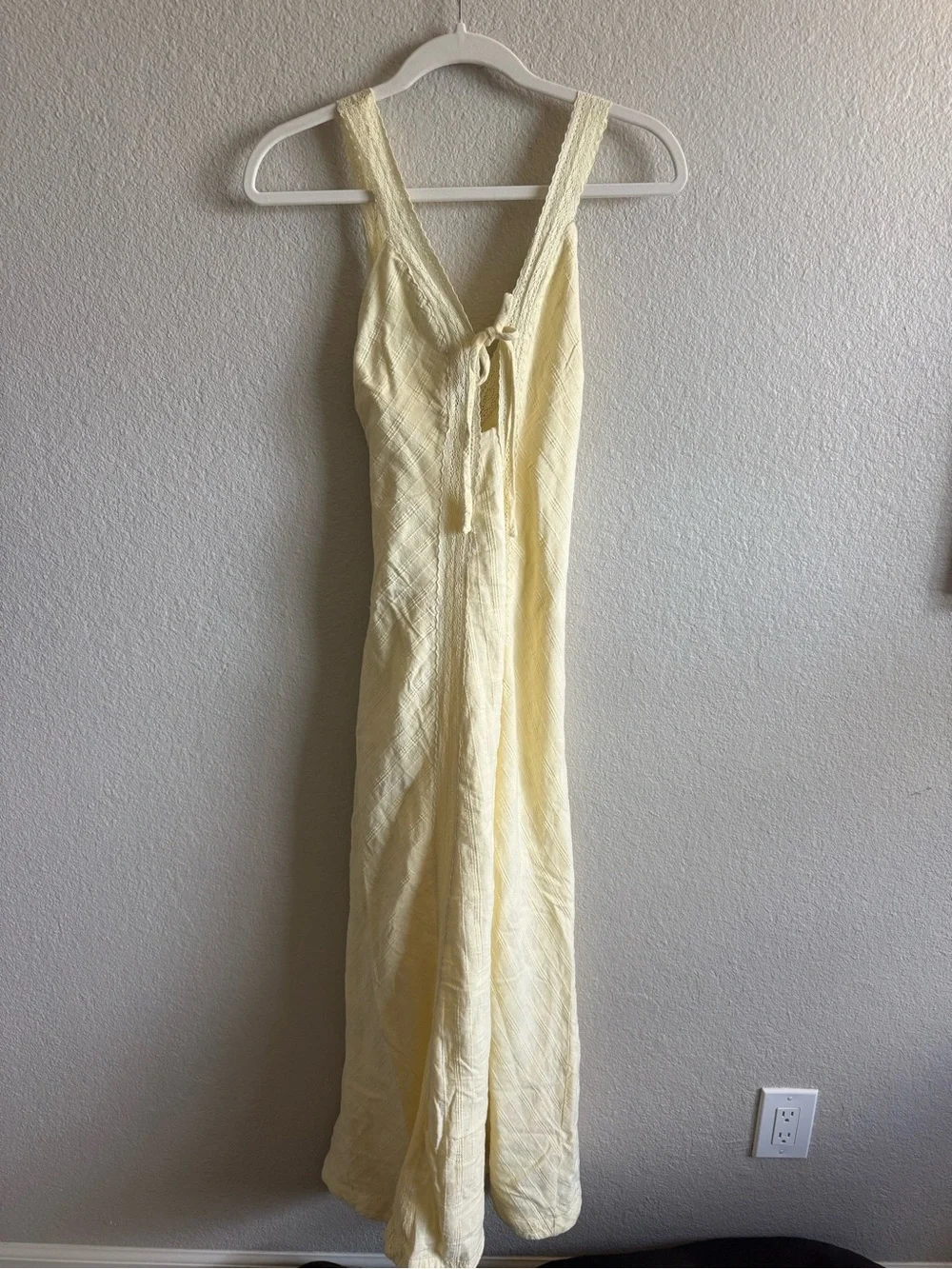 NWOT Free People Free-est Adela Maxi Dress Banana Cream Yellow Boho Lace Small
